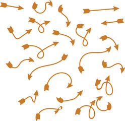 Collection of hand-drawn arrows with rustic texture showing direction and movement