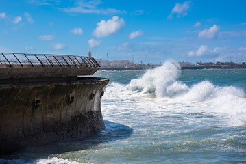 Embankment in Casablanca city, Morocco overlooking Atlantic ocean
