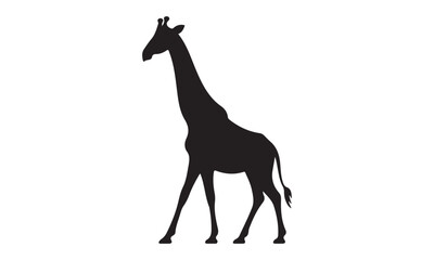 Giraffe silhouette vector, Giraffe standing, Wild giraffe walking silhouette vector