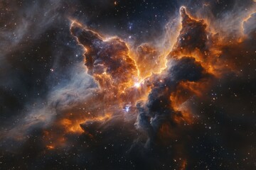 Obraz premium Colorful nebula reveals cosmic wonders in deep space