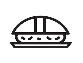 Sushi icon 2D vector line art in a clean minimalist style black