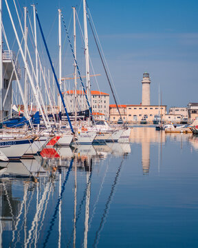 boats in the harbor in Italy Terst