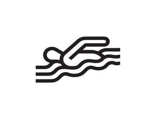 Swimming icon 2D vector line art in a clean minimalist design black