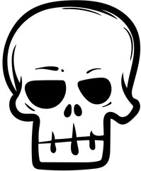 Bold Black And White Skull Illustration For Halloween Gothic Tattoo cartoon style