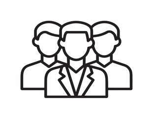 Team work icon 2D vector line art in a clean minimalist style black
