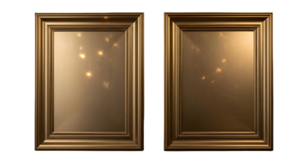 Two identical decorative wood picture frames with molding isolated on white background