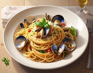 spaghetti with seafood