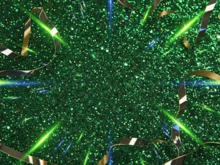 A vivid emerald-green sparkle background filled with dense glitter particles
