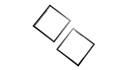 Two Black Square Frames with White Centers isolated PNG with Transparent Background