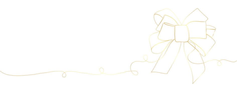  Christmas riboon with golden line art style vector
