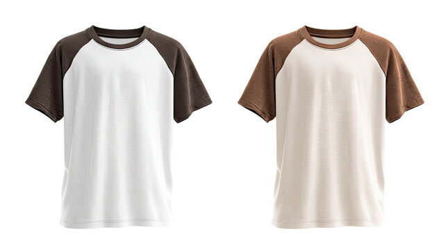 Two blank, short-sleeved t-shirts in contrasting colors