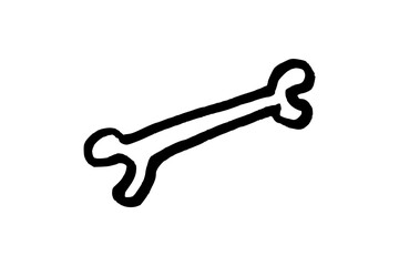 Simple bone drawing. Doodle style hand drawn object. Simple isolated outline.