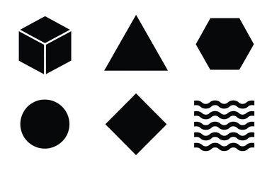 Set of 6 black geometric shape silhouettes vector illustration bundle for versatile design applications silhouette vector illustration white background