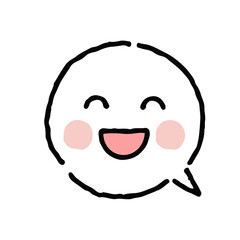 嬉しい（にこにこ笑顔）・手描き・白地ふきだし