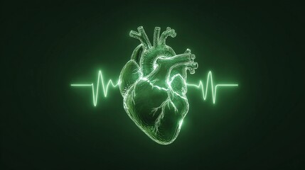 Visual representation of a glowing heart with an ECG line, symbolizing health and vitality in a modern design
