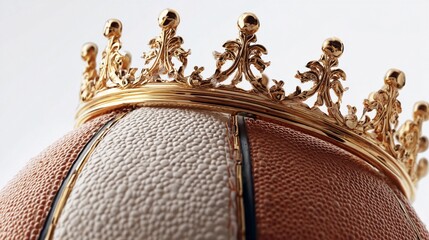 Basketball adorned with a golden crown showcasing the blend of sports and luxury in a creative design