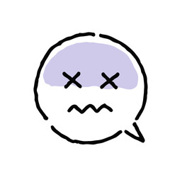 気分が悪い（青ざめている顔）・手描き・白ふきだし