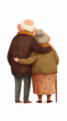 Elderly couple embracing each other while enjoying a moment of closeness in a cozy space during a peaceful afternoon