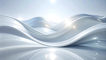 Fototapeta premium Fluid white waves abstract background digital artwork serene environment aerial view concept of motion and tranquility