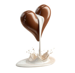 Obraz premium Heart-shaped chocolate with milk splash