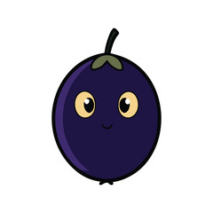 Acai Berry With Determined Expression Illustration