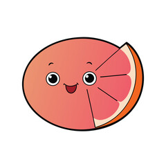 Fototapeta premium Grapefruit Half With Pink Flesh And Winking Face Vector