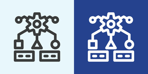 Algorithm Icon Set in Black and White Outline Style