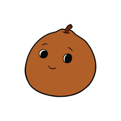 Fototapeta premium Sapodilla Brown Fruit With Rough Skin And Sleepy Face Vector