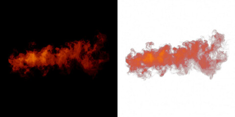Colorful smoke overlay in vibrant red and orange hues, blending seamlessly against contrasting black and white backgrounds, perfect for creative design projects and visual storytelling