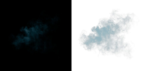 Smoke overlay in shades of blue and gray on contrasting black and white backgrounds, ideal for creative design projects and visual storytelling applications