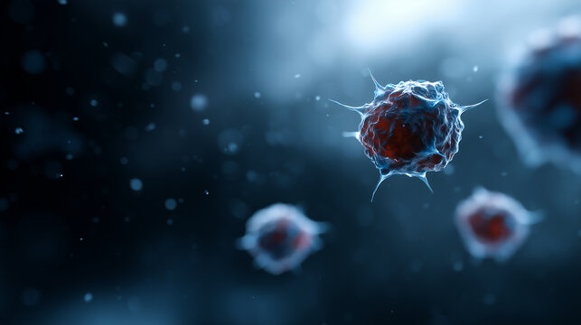 3D rendering of viral cells concept of microbiological research and healthcare innovation virus, infection, bacteria, disease, microbiology, science, pandemic, medicine, healthcare