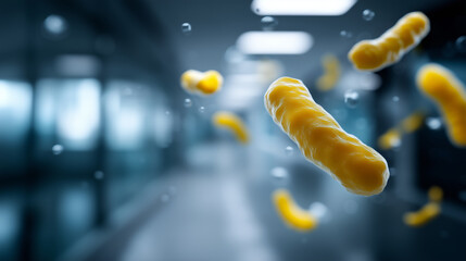 Airborne bacteria in hospital infection risk and healthcare hygiene concept bacteria, hospital, infection, pathogen, disease, microbiology, germs, healthcare, contamination, hygien