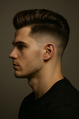 Stylish Male Portrait with Modern Fade Haircut in Studio Light
