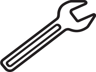 Wrench icon 2D vector line art in a clean minimalist style black