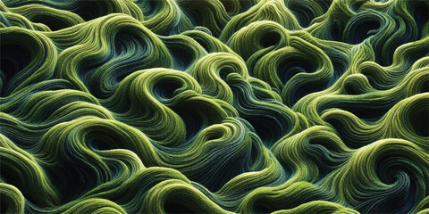This image is a vibrant moss wave pattern background, featuring undulating green textures that create a visually compelling effect.