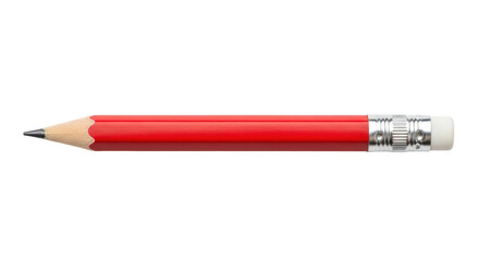 Isolated red wood pencil with eraser end, office or school stationery, supply with lead tip