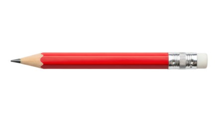Isolated red wood pencil with eraser end, office or school stationery, supply with lead tip