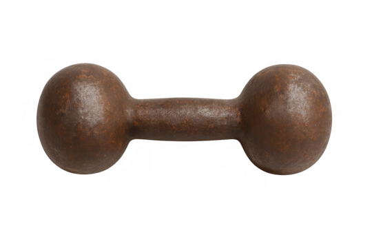Old rusty cast iron dumbbell for fitness training