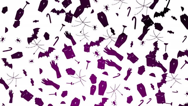 An enchanted doodle halloween pattern set floats in seamless motion, ready for animation textures, eerie wallpapers, spooky video loops, festive design layouts, and seasonal art projects