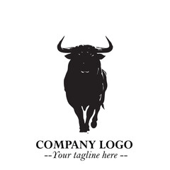 Bull Logo Symbol Black on White Background in Bold Powerful Minimalist Vector Design for Branding