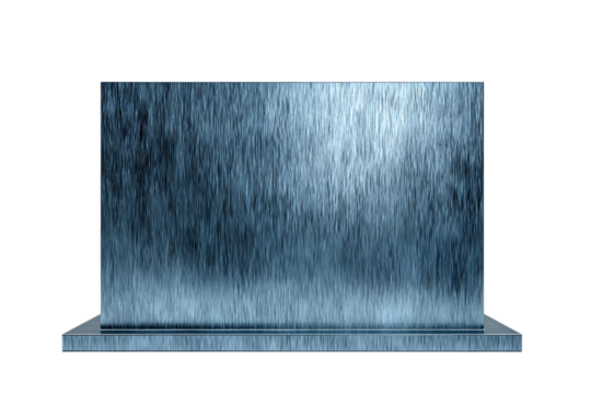 Abstract textured metallic surface with vertical lines, isolated on transparent background