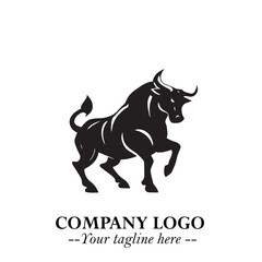 Bull Logo Symbol Black on White Background in Bold Powerful Minimalist Vector Design for Branding