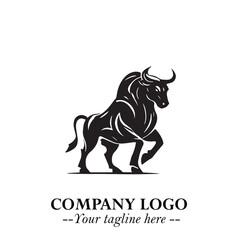 Bull Logo Symbol Black on White Background in Bold Powerful Minimalist Vector Design for Branding