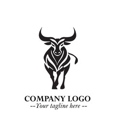 Bull Logo Symbol Black on White Background in Bold Powerful Minimalist Vector Design for Branding