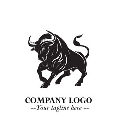 Bull Logo Symbol Black on White Background in Bold Powerful Minimalist Vector Design for Branding