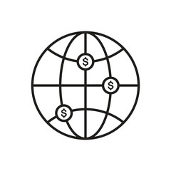 Global Finance Concept with Dollar Symbols on World Globe Illustration – White Background