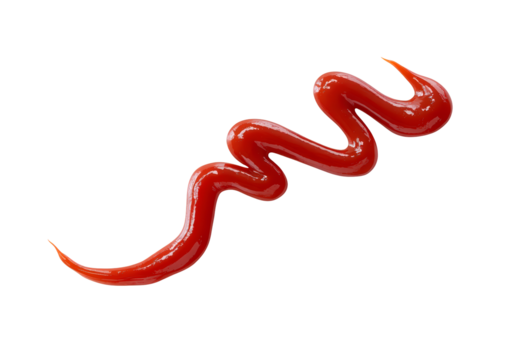 Zigzag ketchup drizzle on transparent background