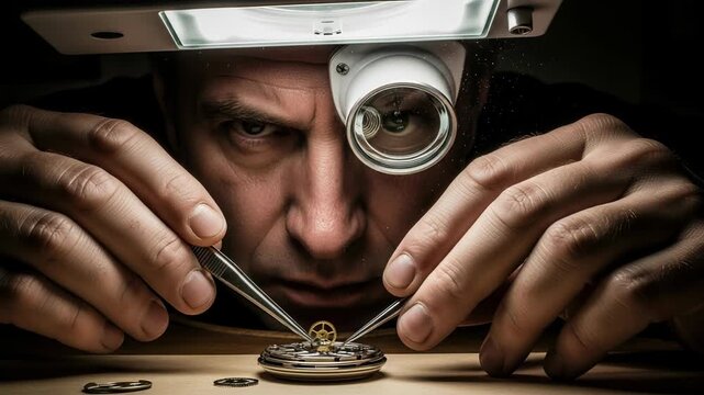 Precision craftsmanship in horology as tiny gears interlock during final adjustments