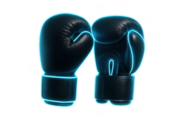 Black boxing gloves with glowing neon outlines