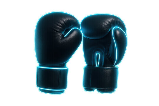 Black boxing gloves with glowing neon outlines